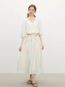 Lantern Sleeves V-neck Strappy Dress