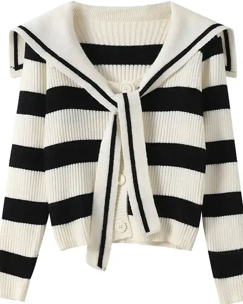 Sailor Collar Vintage Cardigan Sweater
