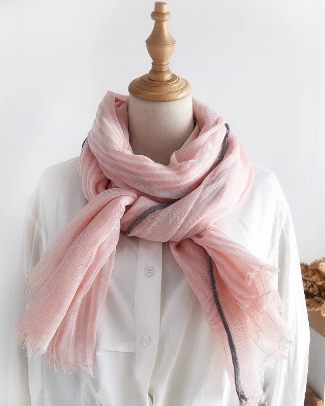 Two-Tone Linen-Look Shawl Scarf