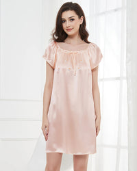 Mulberry Silk Flutter-Sleeve Mini Nightgown