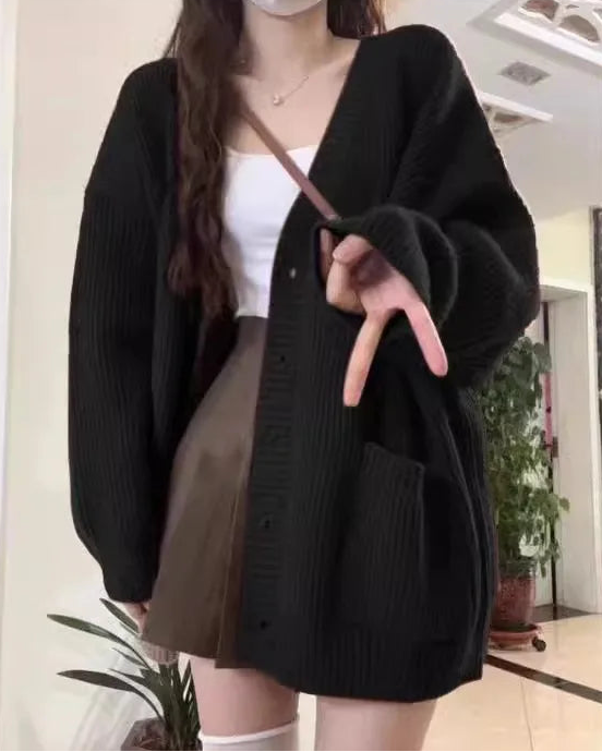 Loose Cashmere V-Neck Cardigan