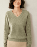 Soft Wool Long-Sleeved V-Neck Knit Sweater