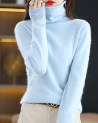 High-Neck Mink Cashmere Pullover Sweater