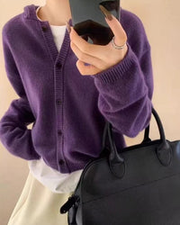 Single-Breasted Cashmere Hooded Cardigan