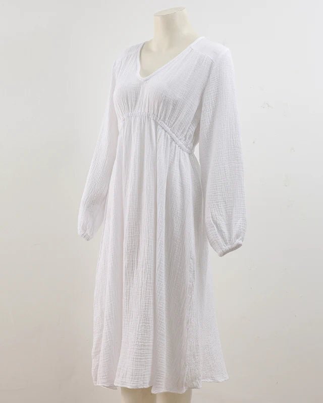 Elegant Long-Sleeved V-Neck Party Beach Dress