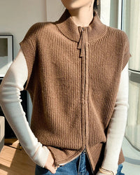 Merino Wool Zip-Front Knit Vest
