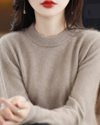 Mink Cashmere Crew Neck Knitted Sweater