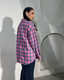 Vintage Plaid Oversized Long-Sleeve Shirt