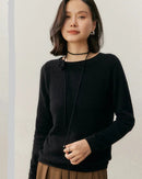 Cashmere Rolled-Up Round Neck Loose Sweater