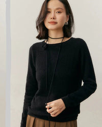 Cashmere Rolled-Up Round Neck Loose Sweater