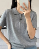 Cotton-Collared Short-Sleeved T-Shirt