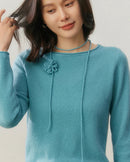 Cashmere Rolled-Up Round Neck Loose Sweater