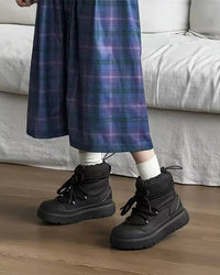 Fur-Lined Lace-Up Snow Boots
