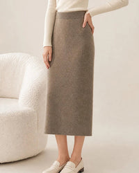 Cashmere A-Line Midi Skirt