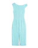 Asymmetric Neck Slit Sleeveless Maxi Dress