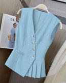 Asymmetric Button Peplum Vest