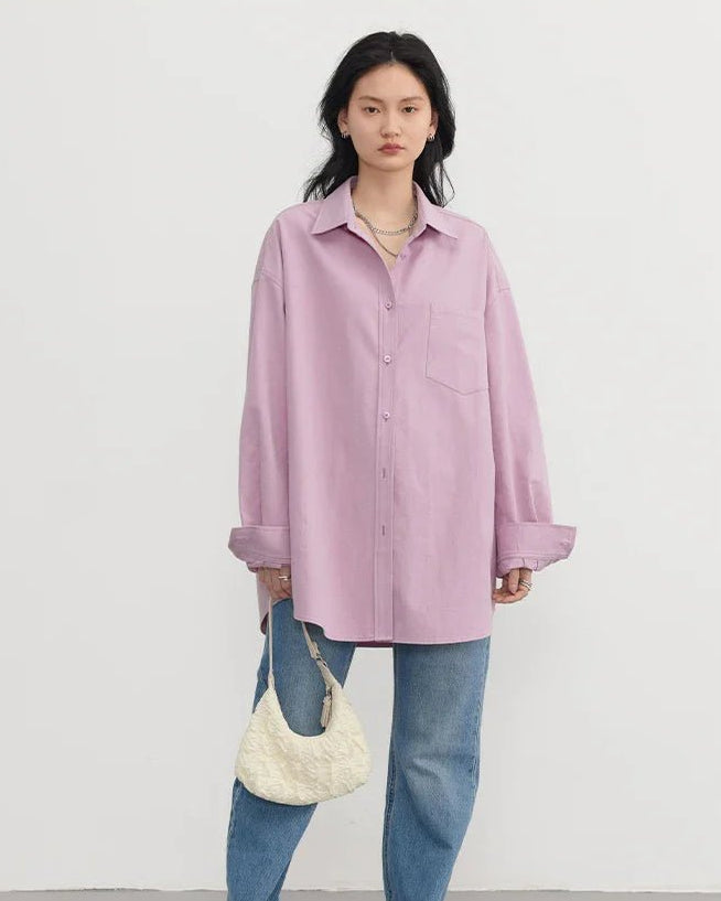 Oversized Long-sleeved Cotton Shirt
