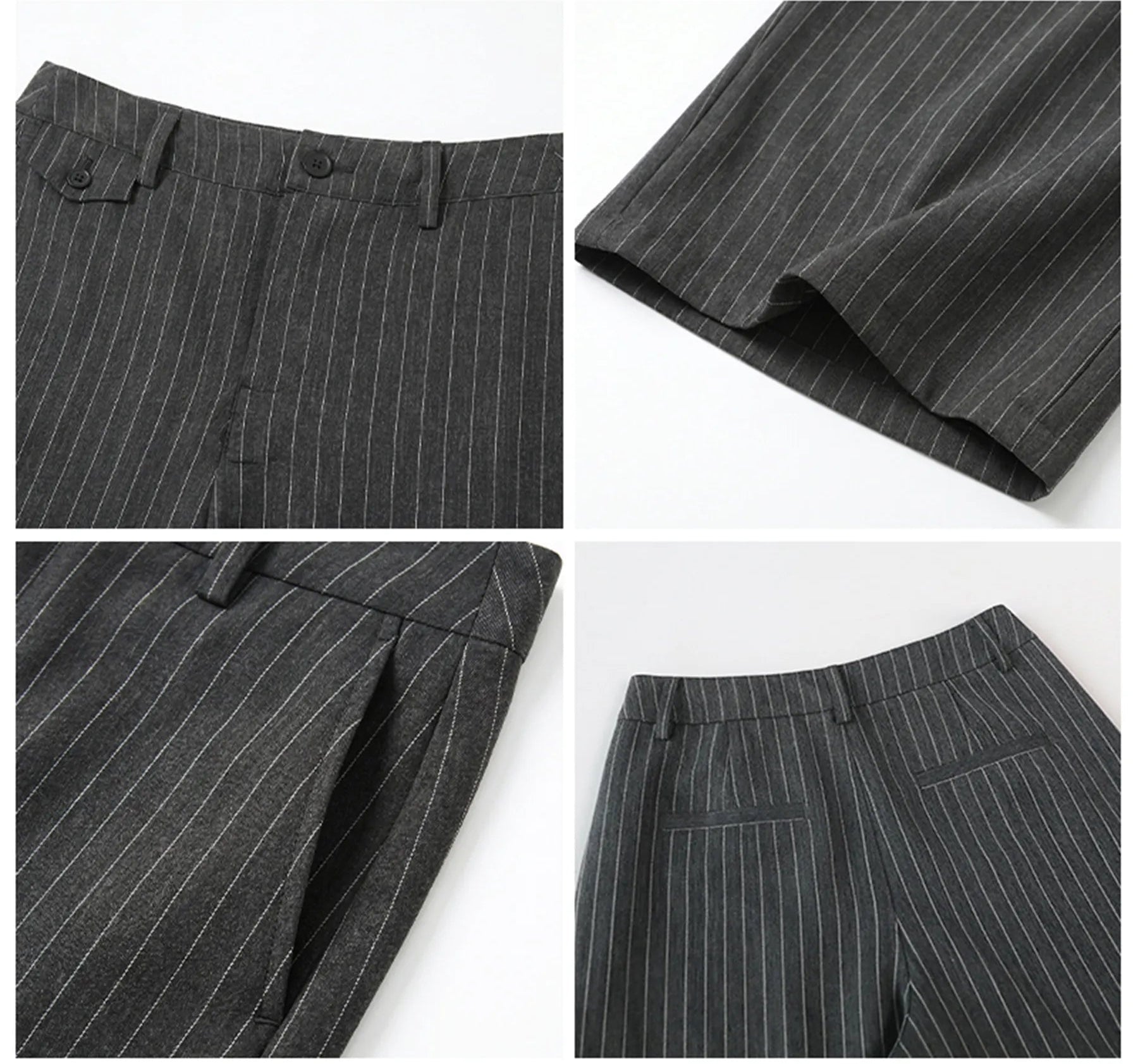 Herringbone Wide-Leg Suit Trousers