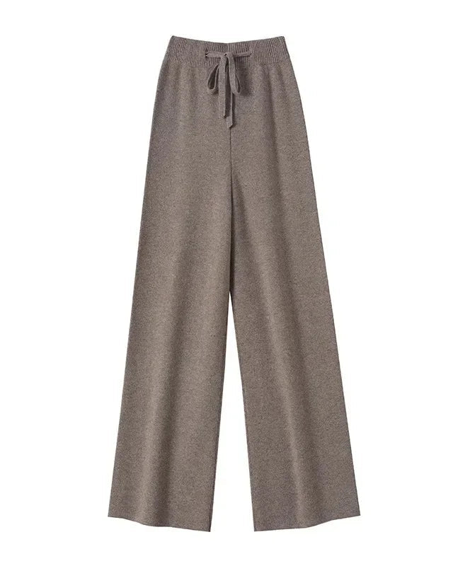 High Waist Wool Knit Wide-Leg Trousers