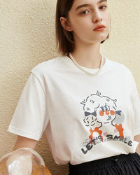 Casual Loose-Fitting Printed Short-Sleeved T-Shirt