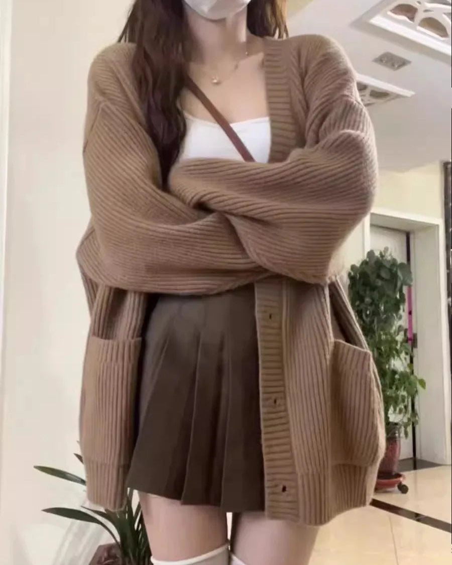 Loose Cashmere V-Neck Cardigan
