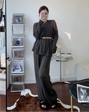 Cable Knit Pullover & High Waist Wide Leg Trousers Two-Piece Set