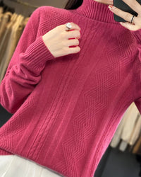 Merino Wool Turtleneck Jacquard Sweater