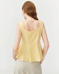 Square-Neck Sleeveless Knit Blouse