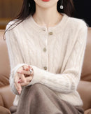 Mink Cashmere Cable Knit Cardigan