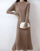 Ribbed Merino Wool Midi Dress