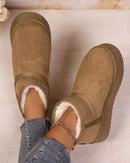 Flannel Slip-On Snow Ankle Boots