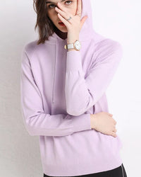 Hooded Loose-Fit Solid Knit Pullover Sweater