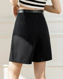 Relaxed High-Waist Belted Casual Shorts