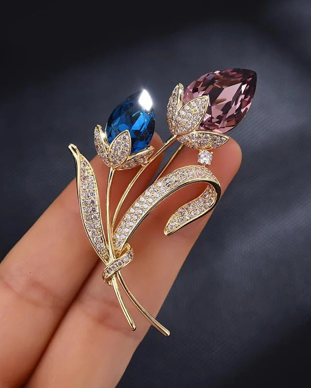 Women's Vintage Double-Flower Brooch