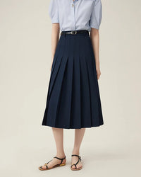 New Belted Elegant Pleated Maxi Skirt