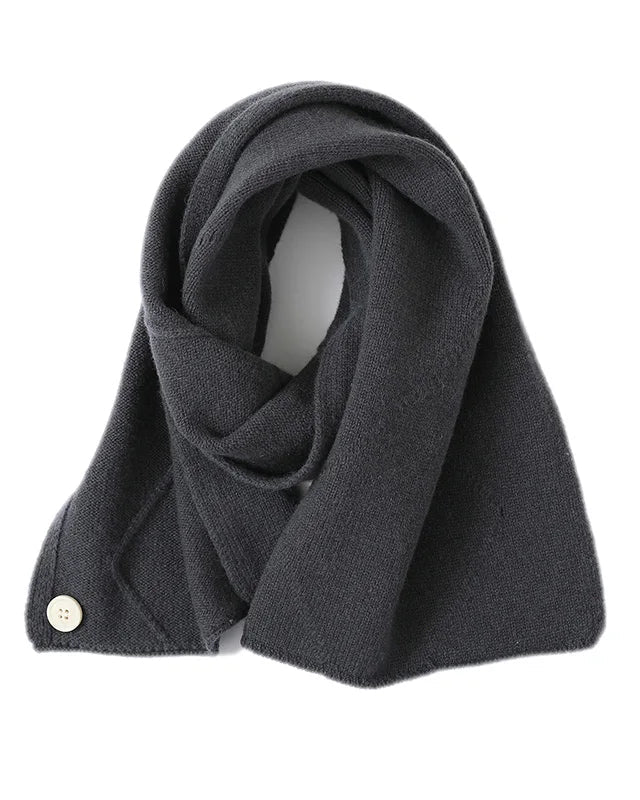 Merino Wool Jacquard Twist Button Neck Scarf