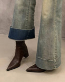 Retro-Style Pointed-Toe High-Heeled Ankle Boots