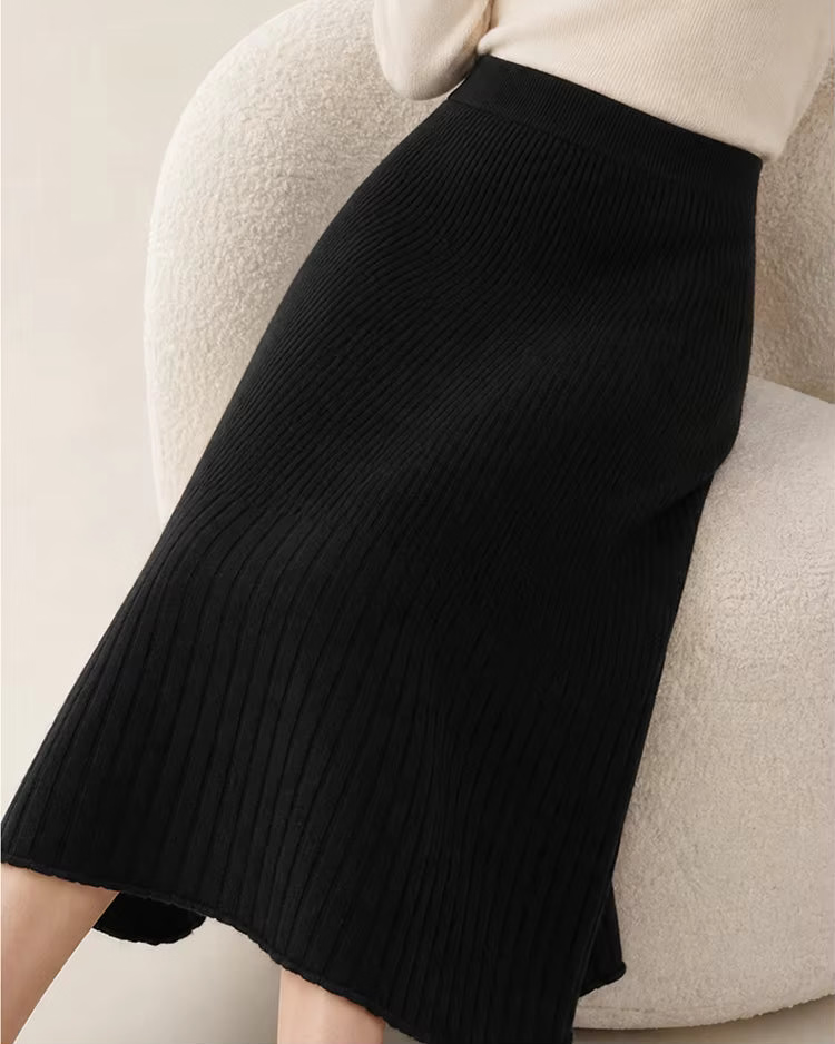 Cashmere A-Line Midi Skirt