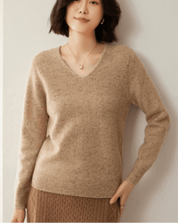 Soft Wool Long-Sleeved V-Neck Knit Sweater