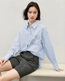 Simple Loose-Fitting Drop-Shoulder Long-Sleeved Shirt