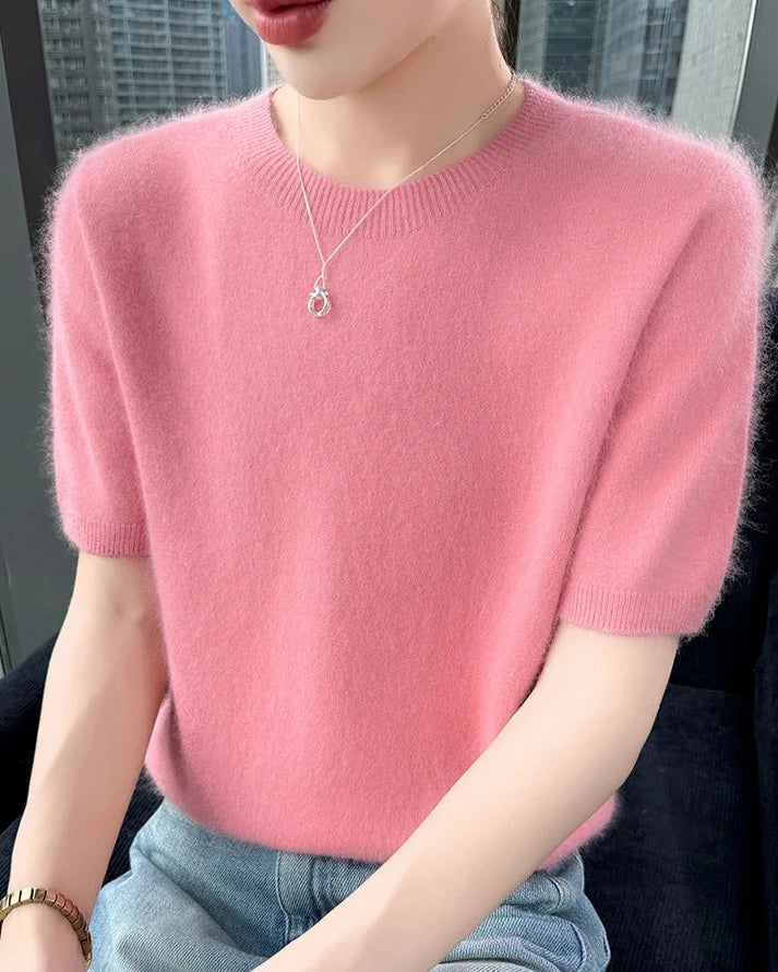 Mink Cashmere Short Sleeve Sweater