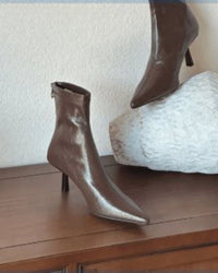 Simple Pointed-Toe Ankle Boots With High Heels