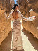 Mesh Backless Beach Maxi Dress Swimsuit Cover Up