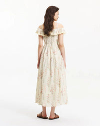 Printed Ruffled Halter-Neck Waist Dress