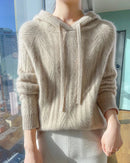 Stylish Wool Knitted Hooded Sweatshirt