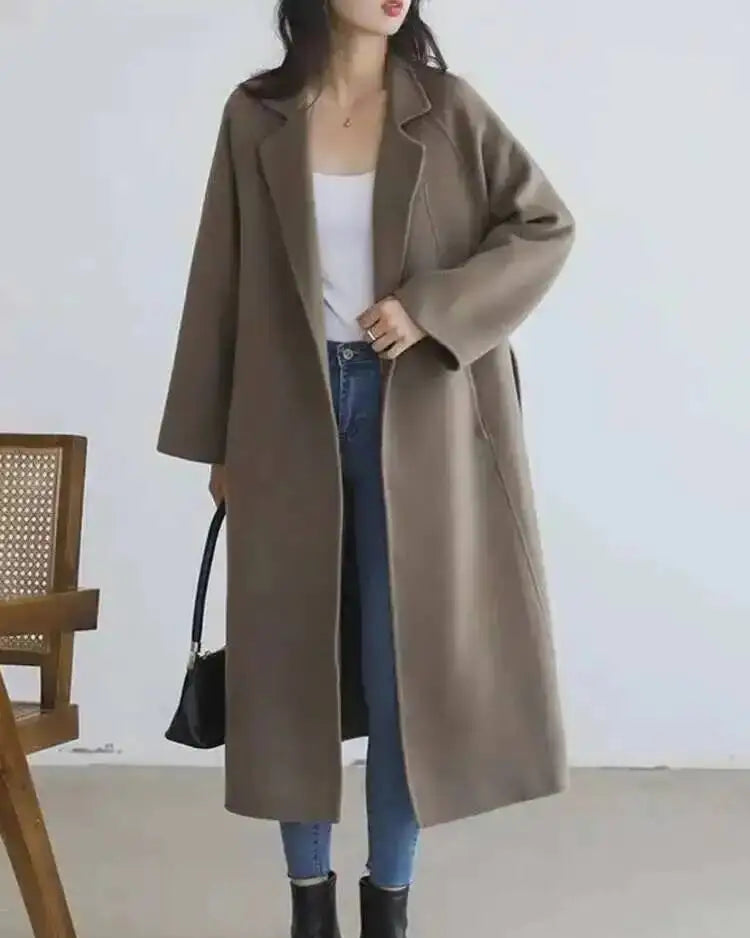 Relaxed Belted Wool Blend Coat
