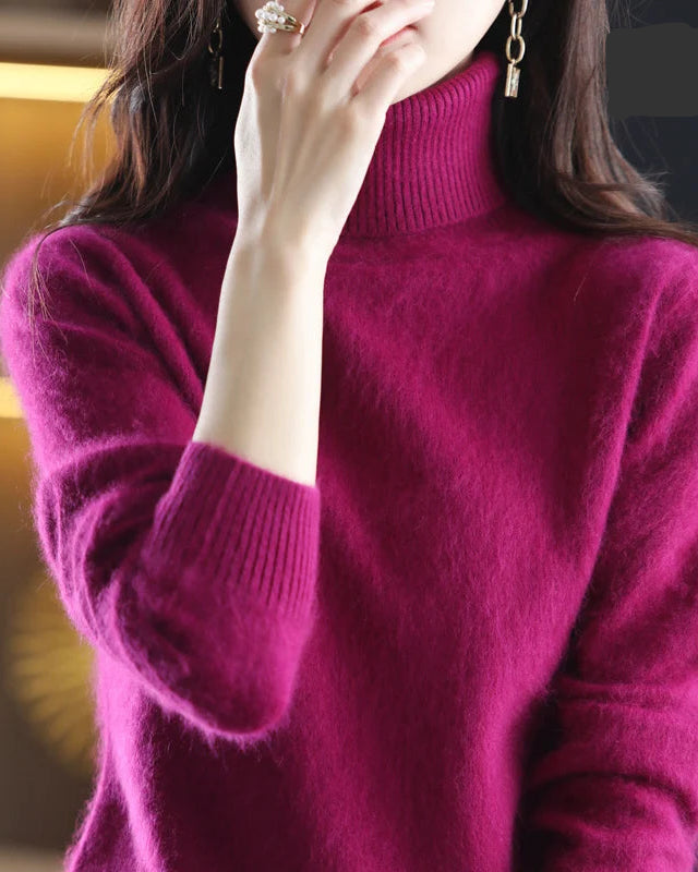 Plush Mink Cashmere Turtleneck Sweater
