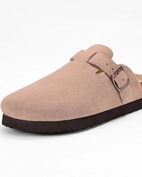 Suede Platform Cork Insole Slippers