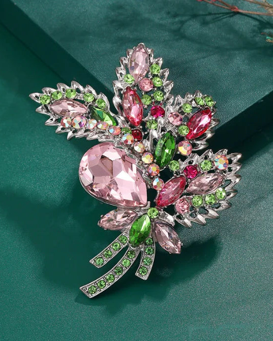New Vintage Crystal Flower Brooch
