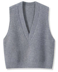 Merino Wool Knitted V-Neck Vest